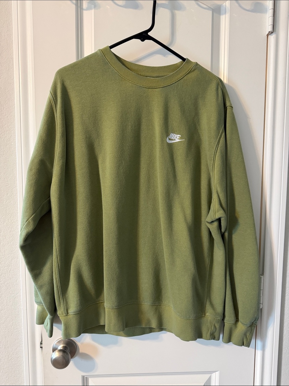 Nike Men’s Olive Crewneck Sweatshirt with White Logo